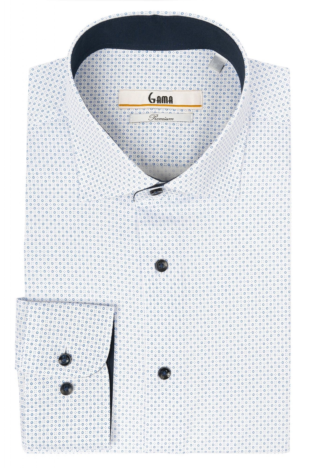 Camasa bumbac regular alba cu cercuri albastre [0]