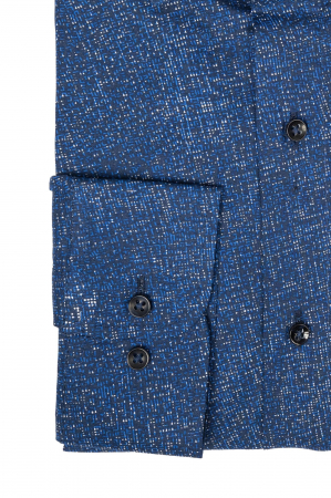 Camasa bumbac regular bleumarin cu motive geometrice [1]