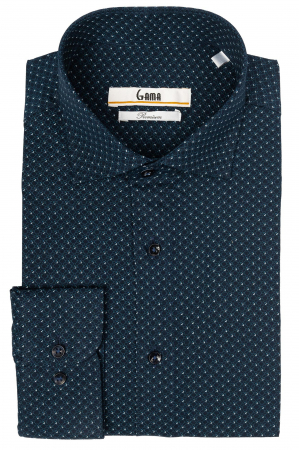 Camasa bumbac regular bleumarin cu picouri albe [0]