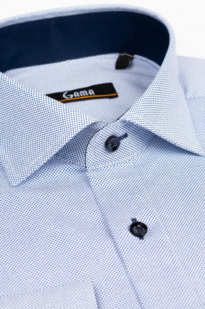 Camasa bumbac regular cu picouri bleumarin [1]