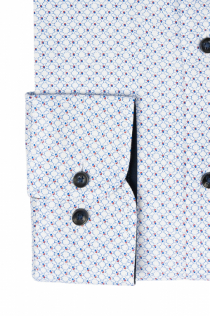 Camasa bumbac slim alba cu modele geometrice [1]