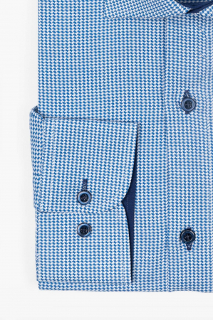 Camasa bumbac slim fit cu imprimeuri geometrice bleumarin [3]