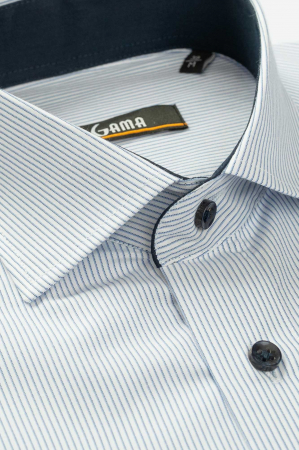 Camasa business alba regular cu dungi bleumarin [1]