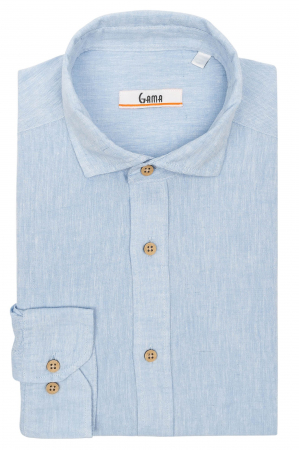 Camasa casual din in bleu slim fit [5]