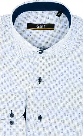 Camasa casual regular fit alba cu imprimeu [0]