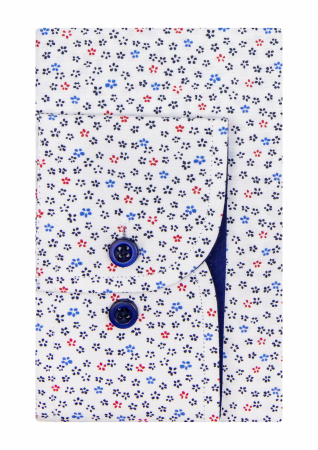 Camasa casual slim alba cu imprimeuri florale [1]