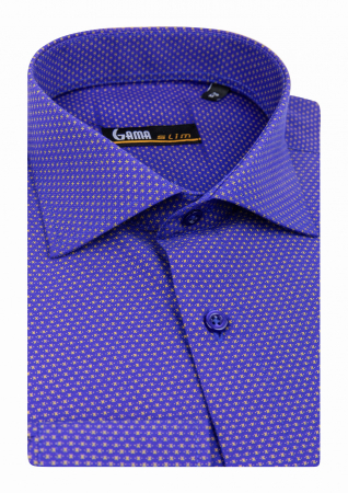 Camasa casual slim albastra cu imprimeuri [1]