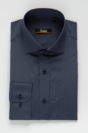 Camasa casual slim bleumarin cu carouri [0]