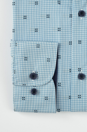 Camasa casual slim fit bleu cu imprimeuri [5]