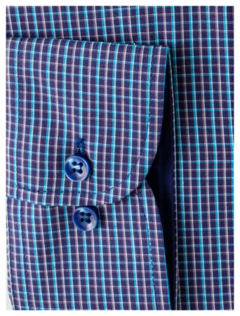 Camasa cu maneca lunga regular bleumarin cu carouri [2]