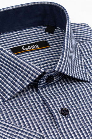Camasa cu maneca scurta regular cu carouri albastre si albe 2XL [1]