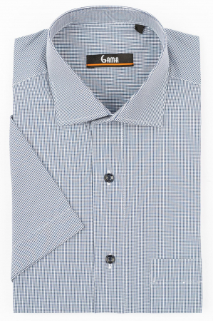 Camasa cu maneca scurta regular fit  cu carouri bleumarin si albe [0]