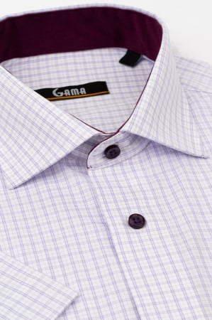 Camasa cu maneca scurta regular fit cu carouri lila 3XL si 4XL [1]