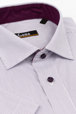Camasa cu maneca scurta regular fit cu dungi lila [1]
