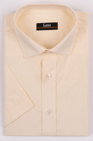 Camasi barbati - Camasa barbati regular fit bej cu maneca scurta 5XL-6XL