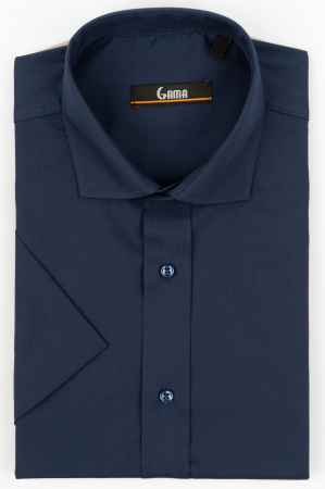 Camasi barbati - Camasa cu maneca scurta regular fit bleumarin 5XL-6XL