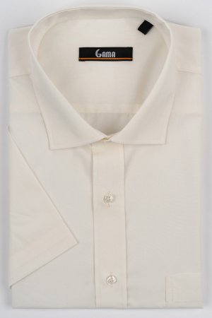 Camasi barbati - Camasa cu maneca scurta regular fit  crem uni