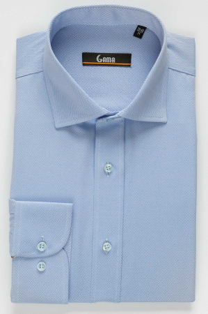 Camasa eleganta bleu cu model in tesatura slim fit [0]