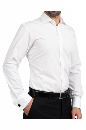 Camasa eleganta cu manseta pentru butoni regular fit alba [3]