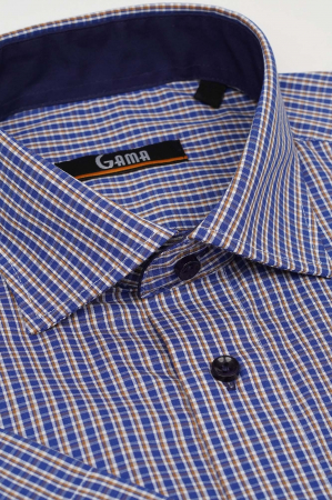 Camasa maneca scurta 2XL-4Xl cu carouri albastre si maro [1]