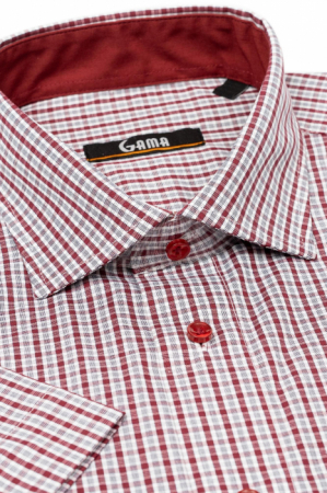 Camasa maneca scurta casual cu carouri visinii regular 3XL [1]