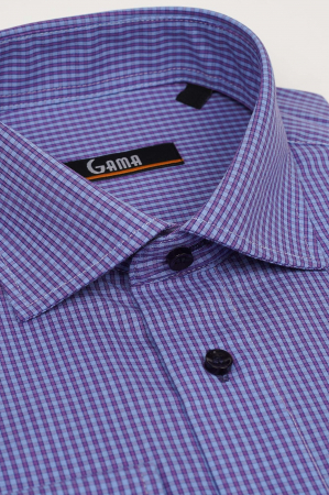 Camasa mov cu carouri bleu slim [2]