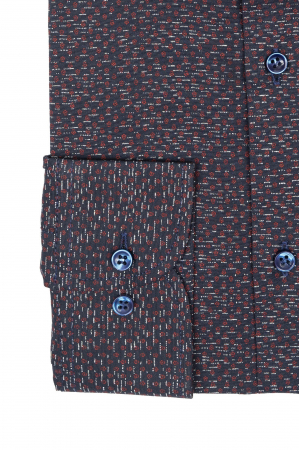 Camasa neagra slim cu imprimeuri florale bordo [2]