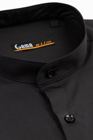 Camasa neagra slim fit cu guler tunica [2]