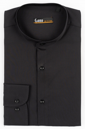Camasa neagra slim fit cu guler tunica
