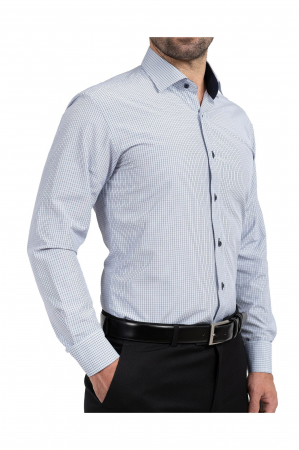 Camasa office alba cu carouri regular [0]