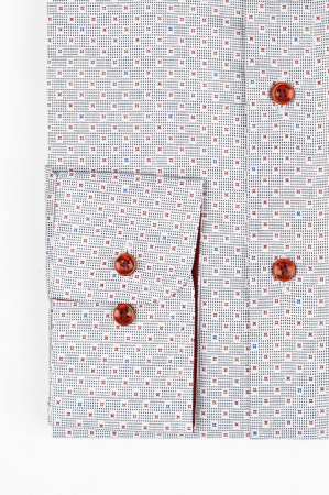 Camasa premium regular alba cu motive geometrice rosii [2]