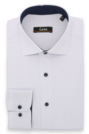 Camasi barbati - Camasa slim fit alba cu buline