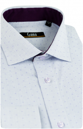 Camasa regular alba cu carouri lila [1]