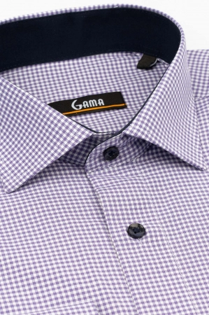 Camasa regular alba cu carouri mov [1]