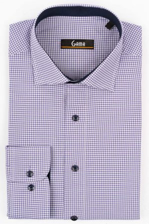 Camasa regular alba cu carouri mov [0]