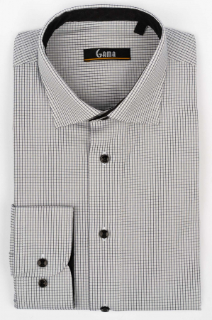 Camasa regular alba cu carouri negre [0]