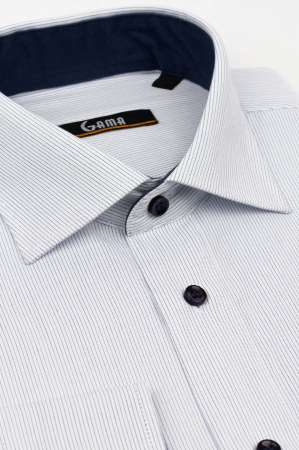 Camasa regular fit alba  cu dungi albastre [2]