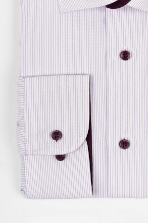 Camasa regular fit alba  cu dungi mov 2XL-4XL [2]