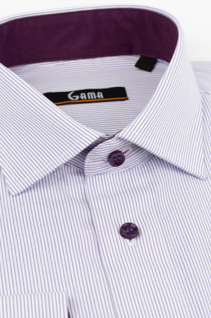 Camasa regular fit  alba cu dungi mov 2XL-4XL [1]