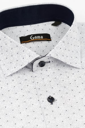 Camasa regular alba cu imprimeu bleumarin [1]