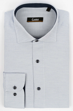 Camasa regular fit alba cu imprimeu bleumarin [0]