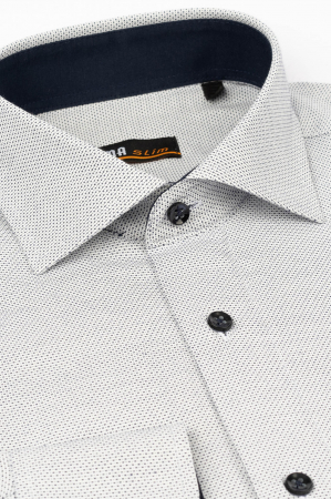 Camasa regular alba cu imprimeu geometric bleumarin 3XL-4XL [2]