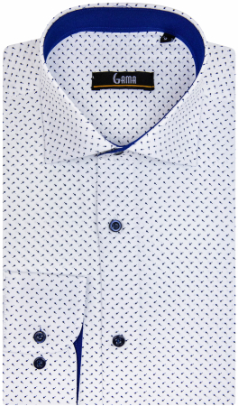 Camasa regular alba cu imprimeuri bleumarin [0]