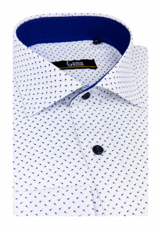 Camasa regular alba cu imprimeuri bleumarin [1]