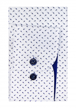 Camasa regular alba cu imprimeuri bleumarin [2]