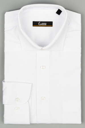 Camasi barbati - Camasa regular fit  alba cu model in tesatura