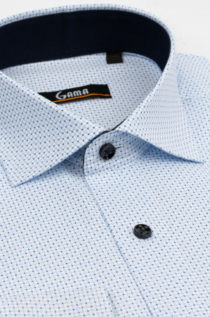 Camasa regular alba cu picouri bleu si bleumarin 2XL [2]