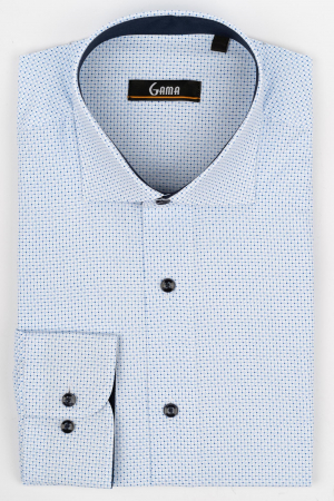 Camasa regular alba cu picouri bleu si bleumarin 2XL [0]