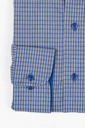 Camasa regular albastra cu carouri albe [1]
