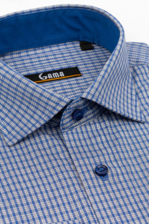 Camasa regular albastra cu carouri albe [2]